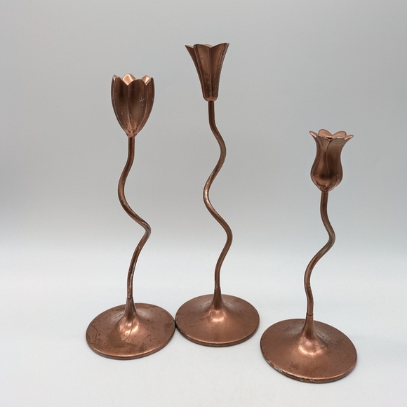 Set Of 3 Flower Mini Candlestick Holders - Picture 6 of 9